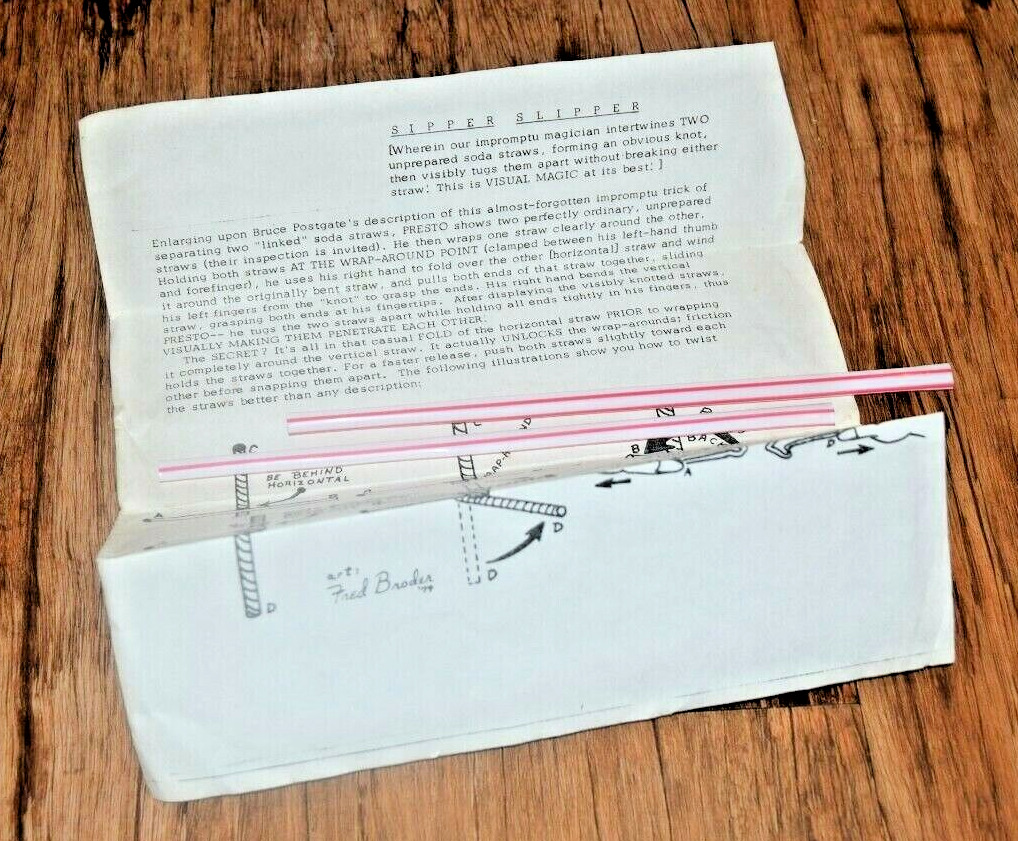 RARE Vintage SIPPER SLIPPER Straw Trick Close Up Visual Magic memorabilia