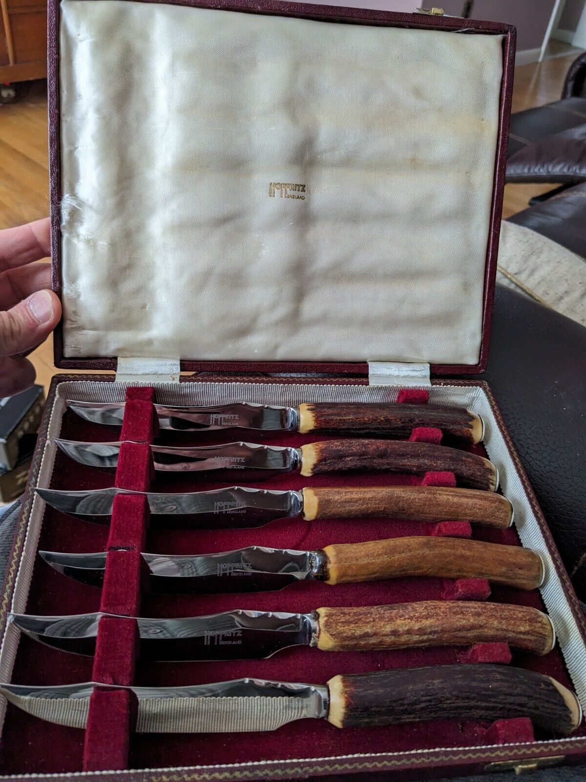 Hoffritz England genuine staghorn steak knives - set of 6