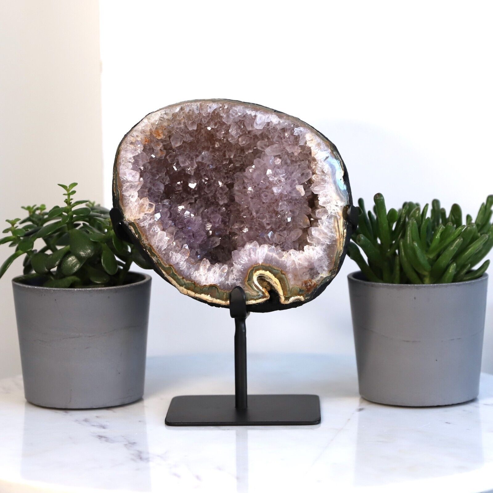 Striking Pink Amethyst Crystal Geode with flower feature 3.85kg