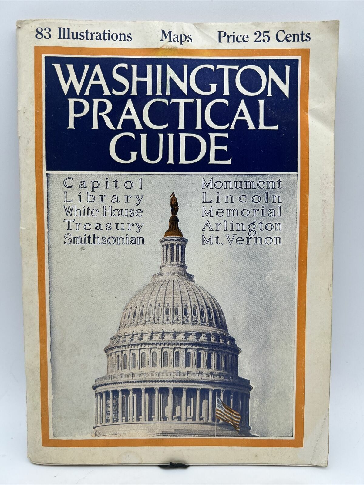 1936 WASHINGTON DC PRACTICAL GUIDE Capitol Travel Booklet Fold-Out Map Included