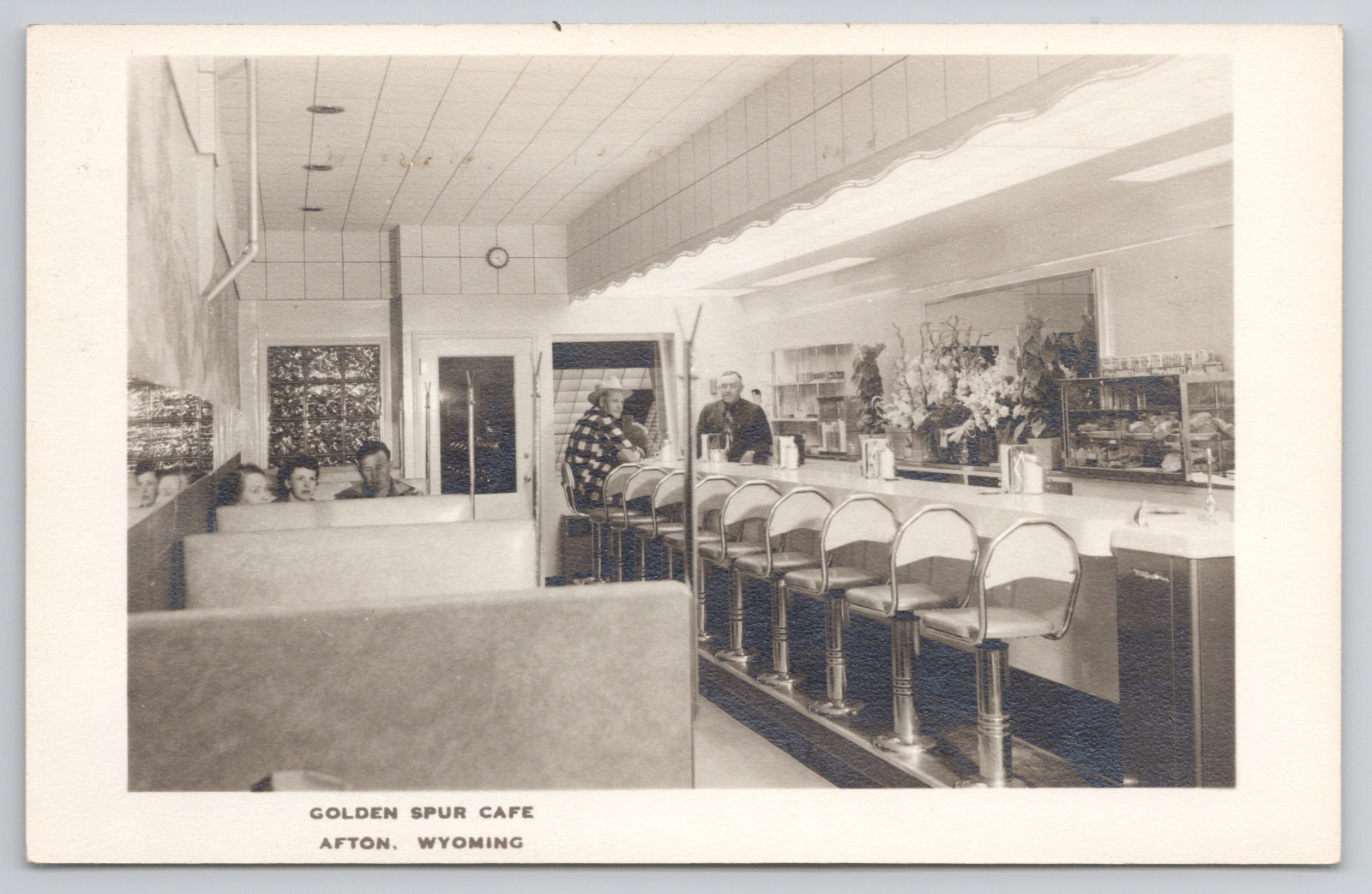 Golden Spur Cafe Interior Afton Wyoming c1960 Real Photo Postcard - Unposted
