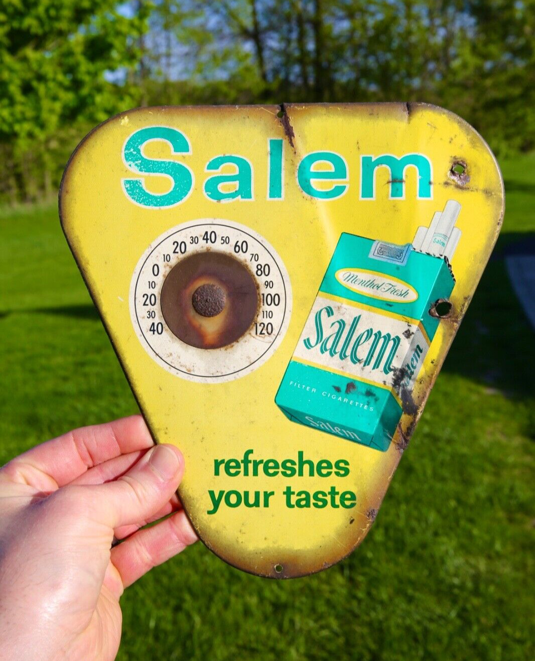 Vintage Salem Cigarettes Metal Advertising Thermometer Sign tobacco old
