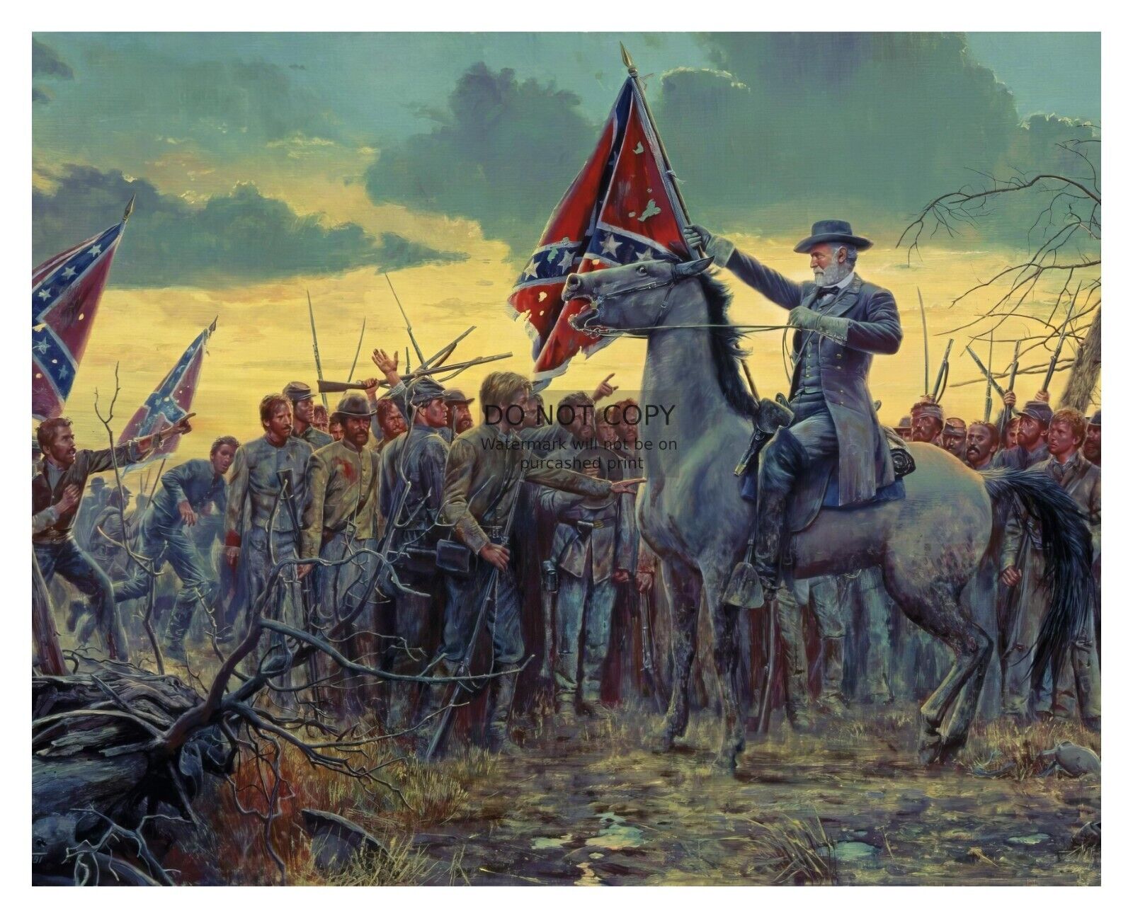 ROBERT E. LEE THE LAST CONFEDERATE RALLY PAINTING 8X10 PHOTO