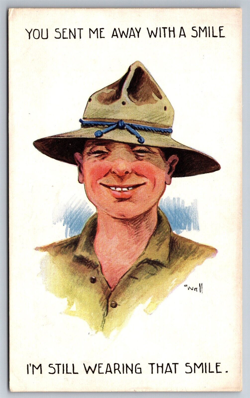 WWI Military Recruit With A Smile Read Message On Back C1910s Postcard L24
