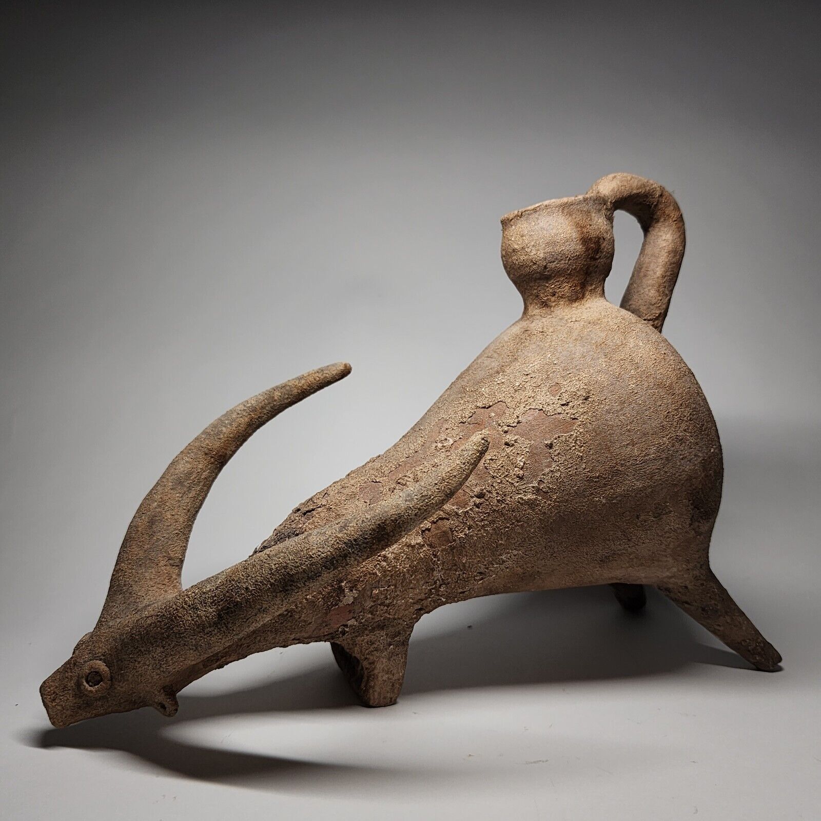 MUSEUM TYPE AN AMLASH PERIOD TERRACOTTA VESSEL IN A FORM OF AN ANIMAL DEER