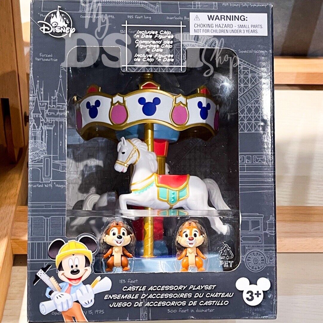 2023 Disney Parks  Castle Accessory Playset Carrousel And Chip 'n Dale Figures