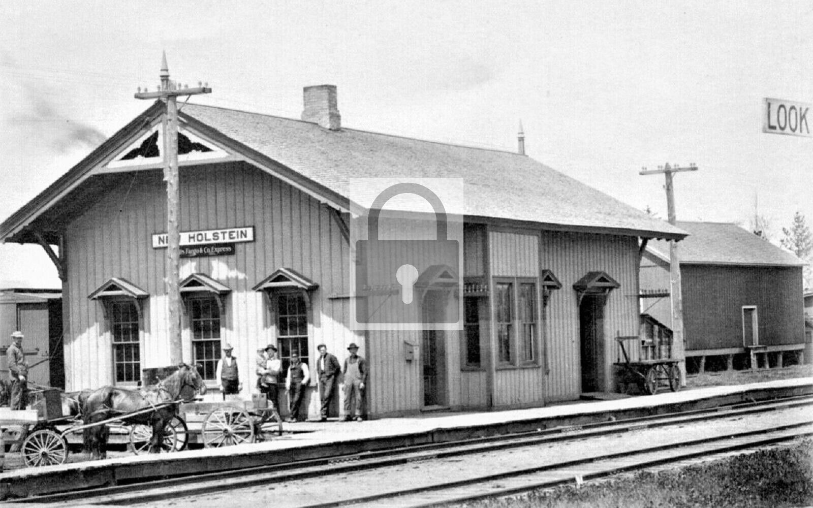 Railroad Train Station Depot New Holstein Wisconsin WI Reprint Postcard