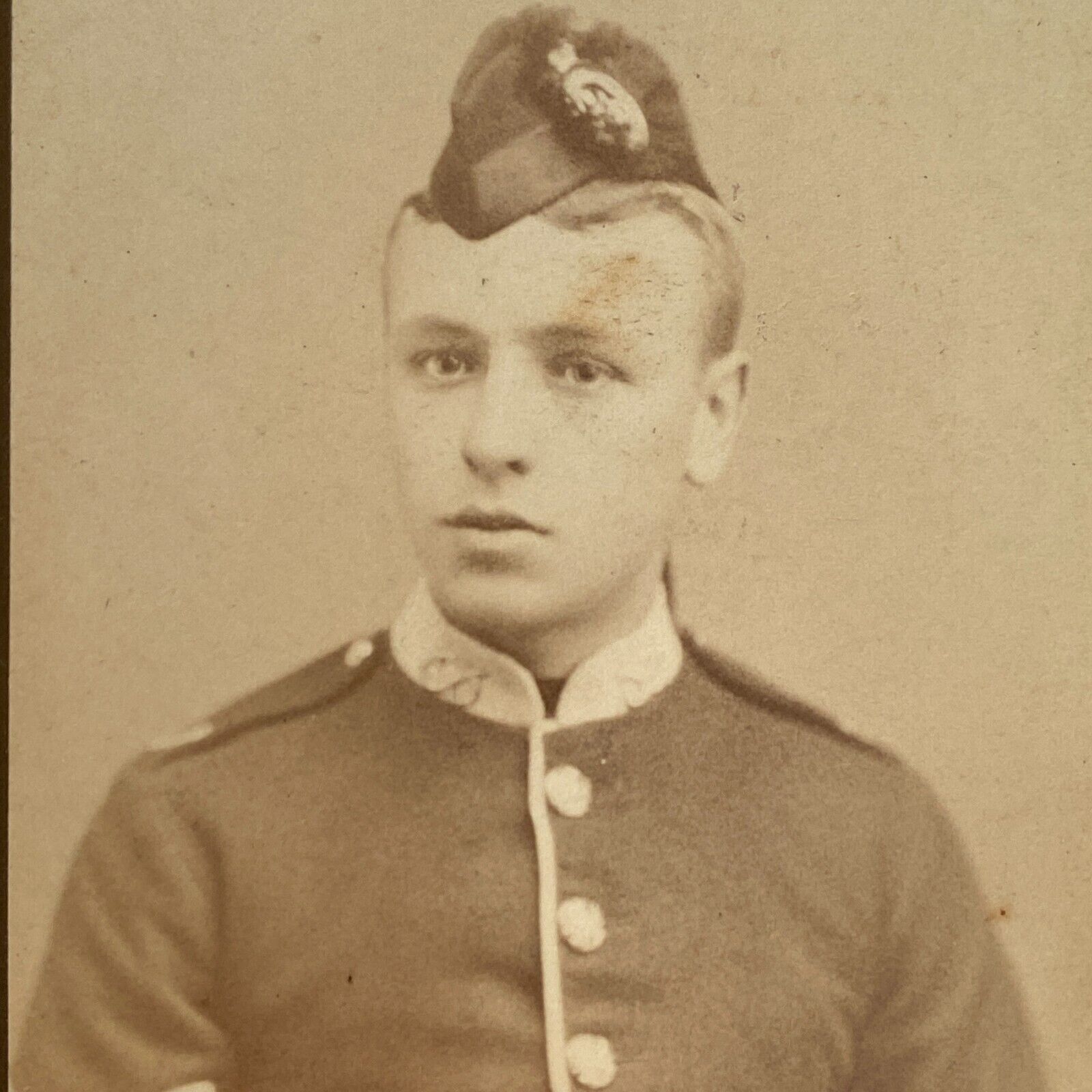 c1870 Antique CDV Young Man Military Uniform Portrait Carte De Visite Photo