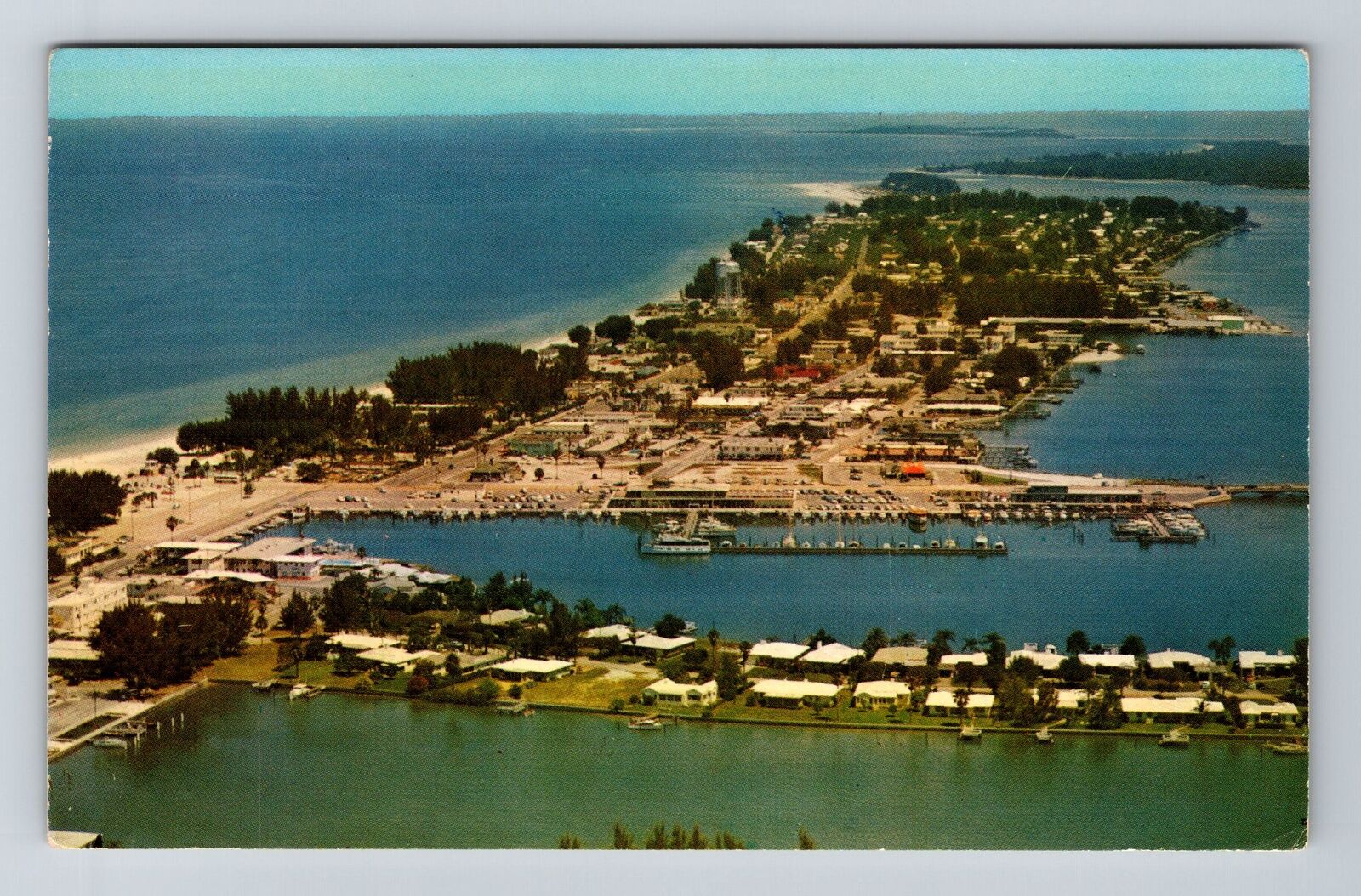 Clearwater Beach FL-Florida, Aerial View, Yacht Basin, Vintage Postcard