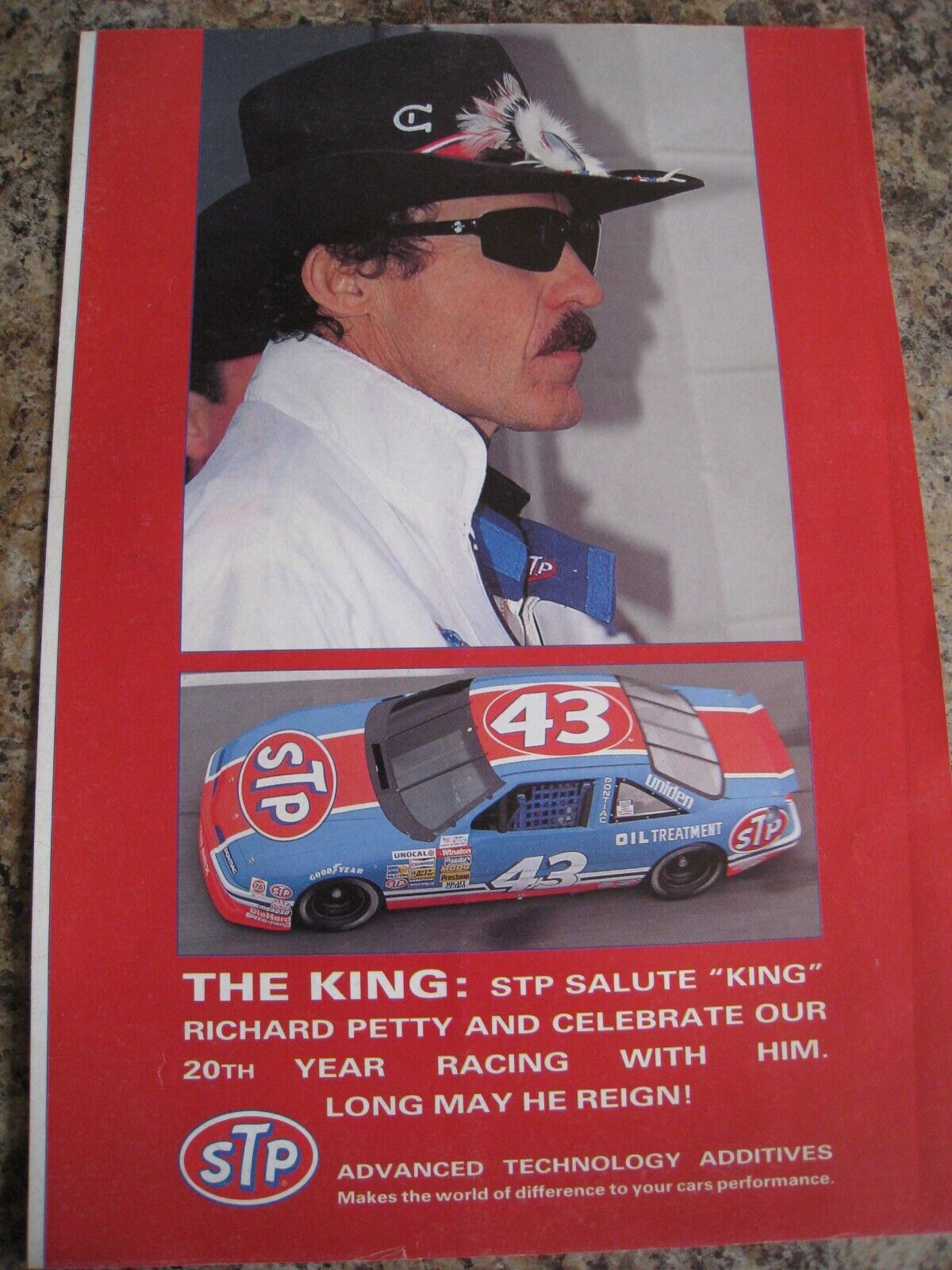 STP SALUTE KING RICHARD PETTY CELEBRATE 20TH YEAR WITH HIM1991 ADVERT A4 FILE 29
