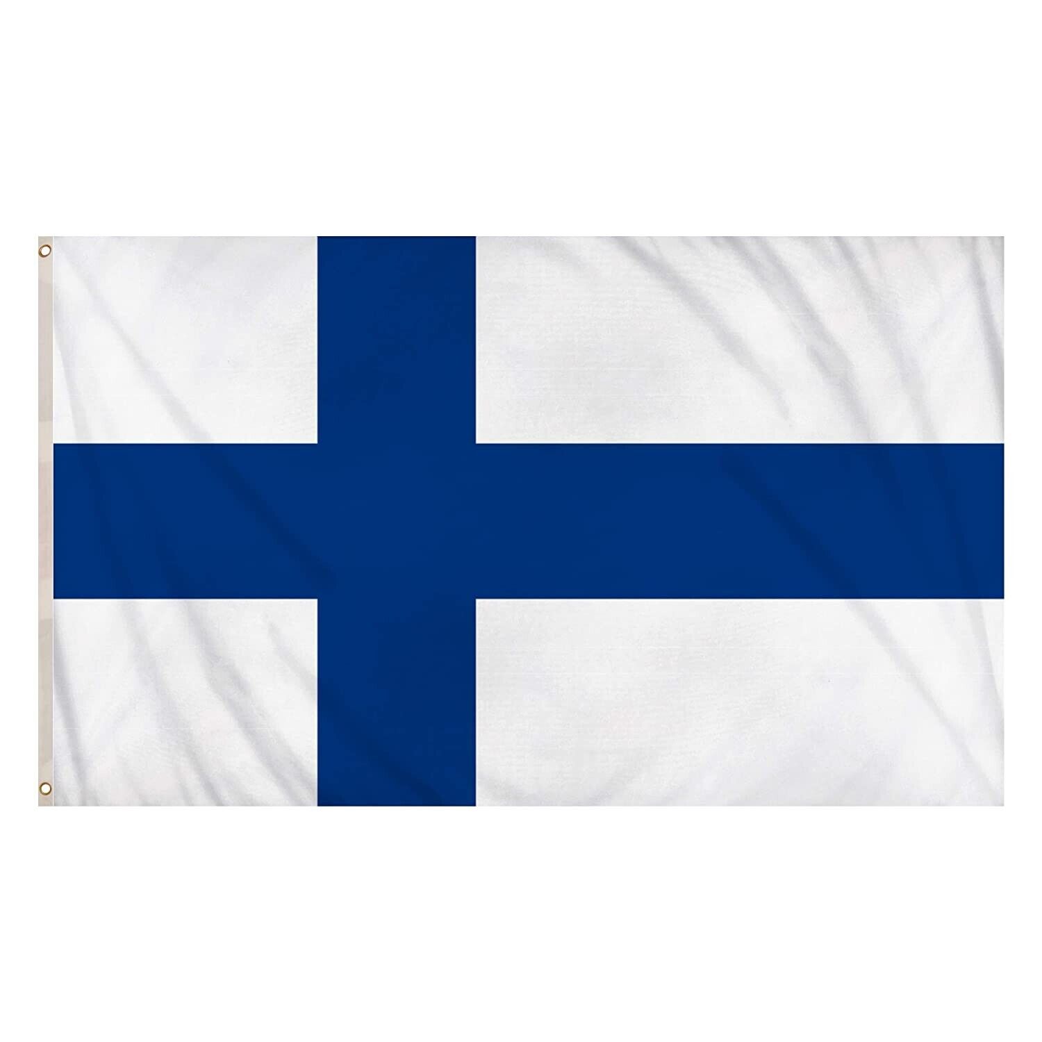 LARGE 5FT X 3FT FINLAND FLAG UK FINNISH NATIONAL BANNER COLOUR WITH BRASS EYELET