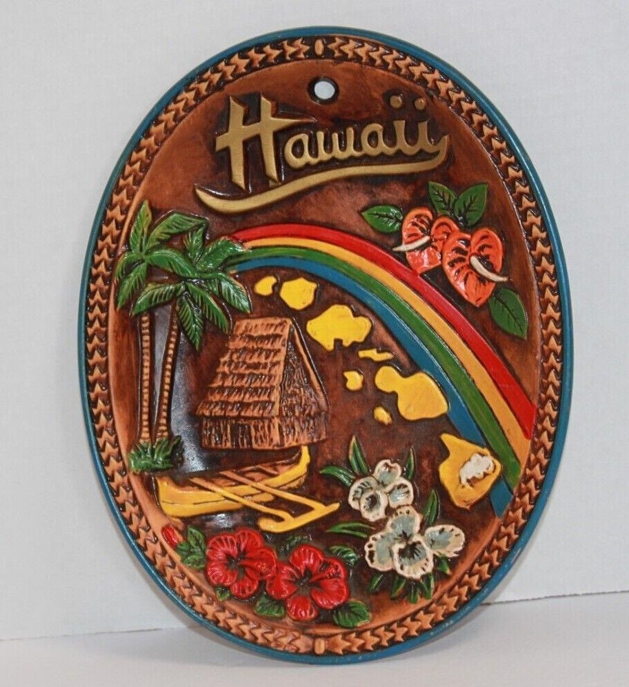 Vintage Decorative Souvenir Hawaii Wall Plaque Hanging RB Japan