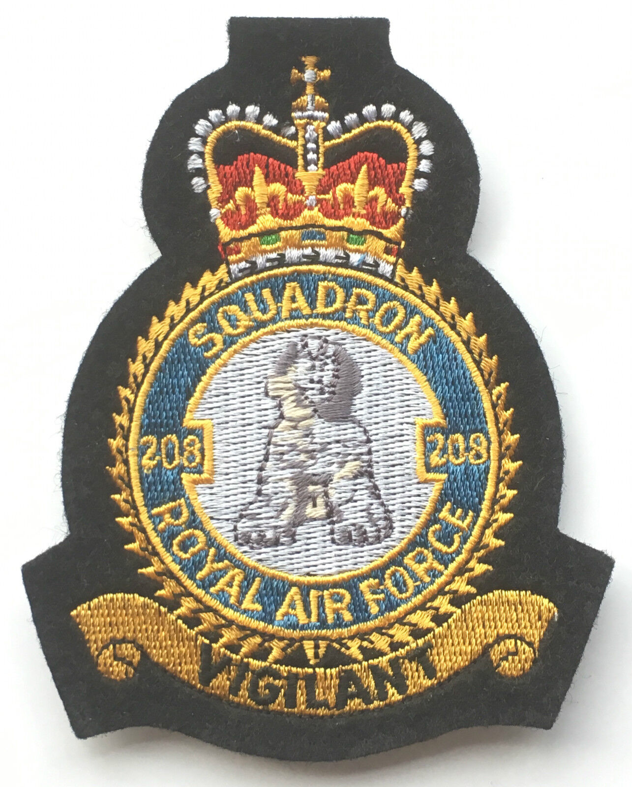 RAF No.208 Squadron Official Crest Royal Air Force Embroidered Patch