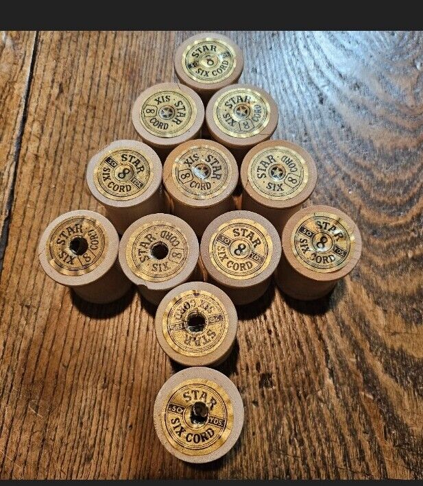 Lot of 12 Large Vintage Wood Thread Spools For Crafts
