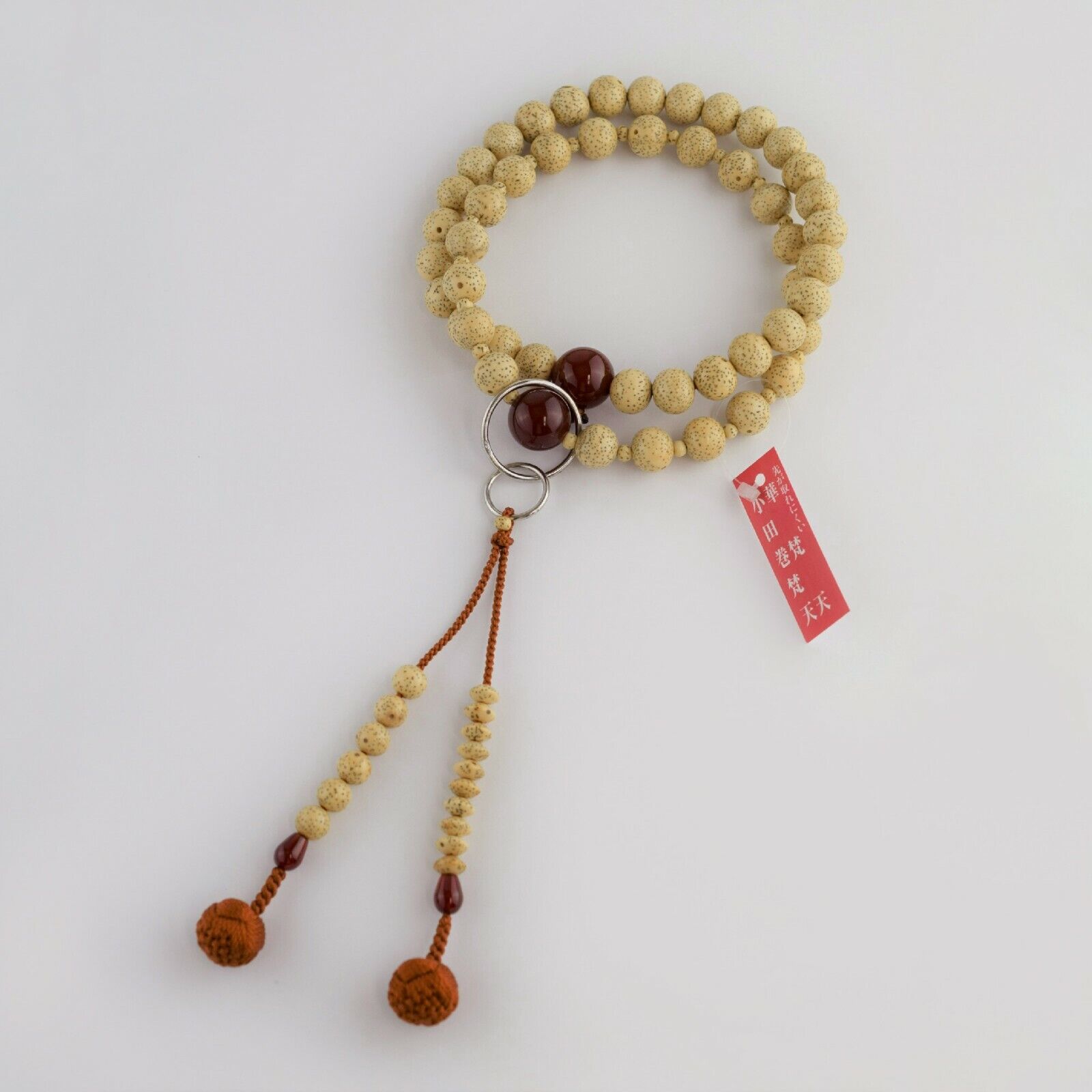 Bodhi wood with Red agate Mens Juzu Prayer beads Japan Kyoto Buddhism Meditation