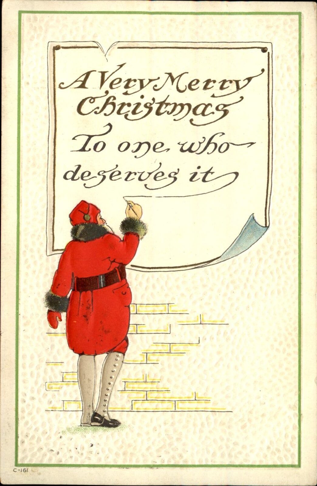 Christmas Santa Claus fur white spats 1915 American Red Cross stamp ~Wheeling WV