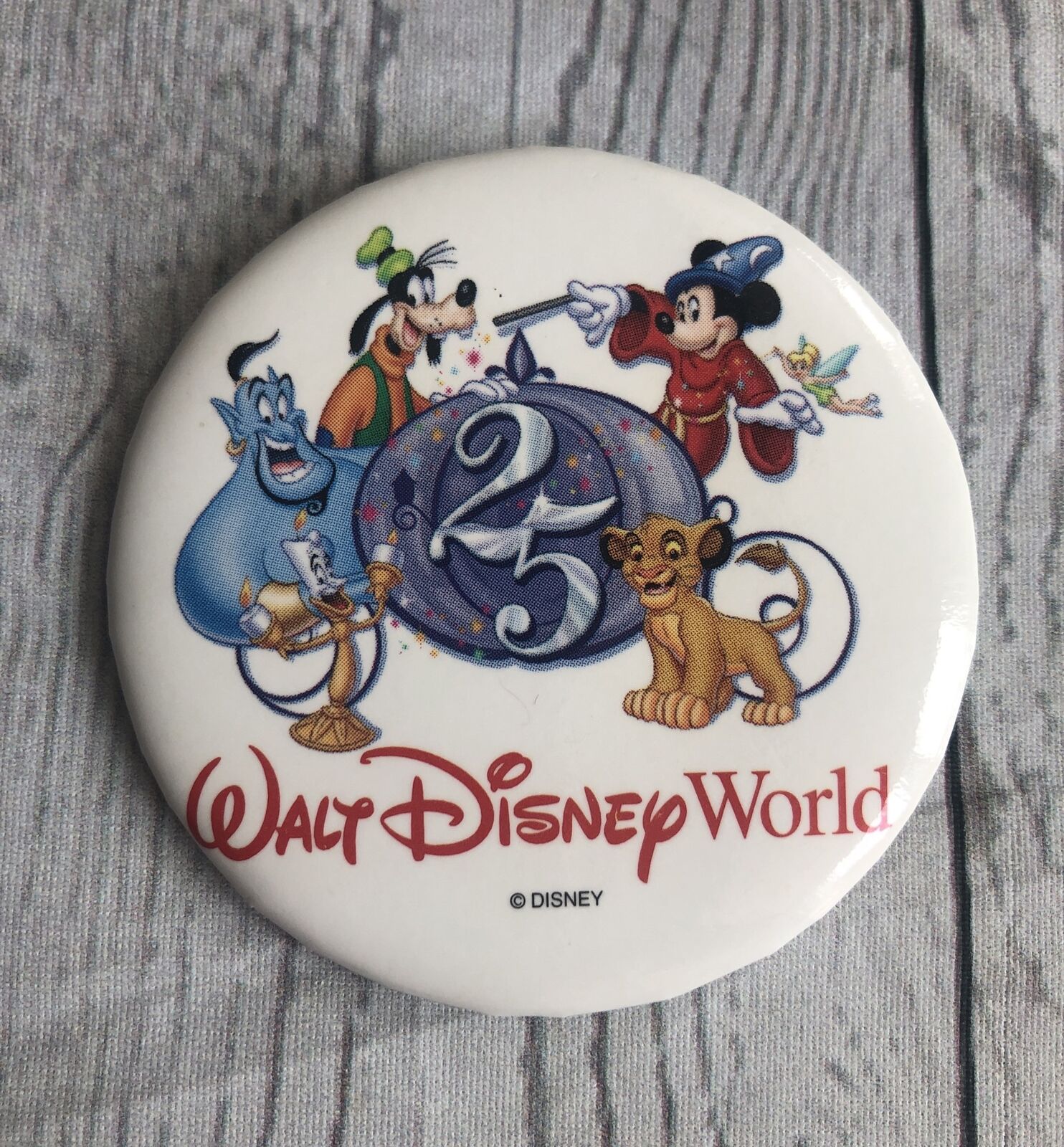 VINTAGE Walt Disney World Button Pin Badge 25th Anniversary 1996 Birthday