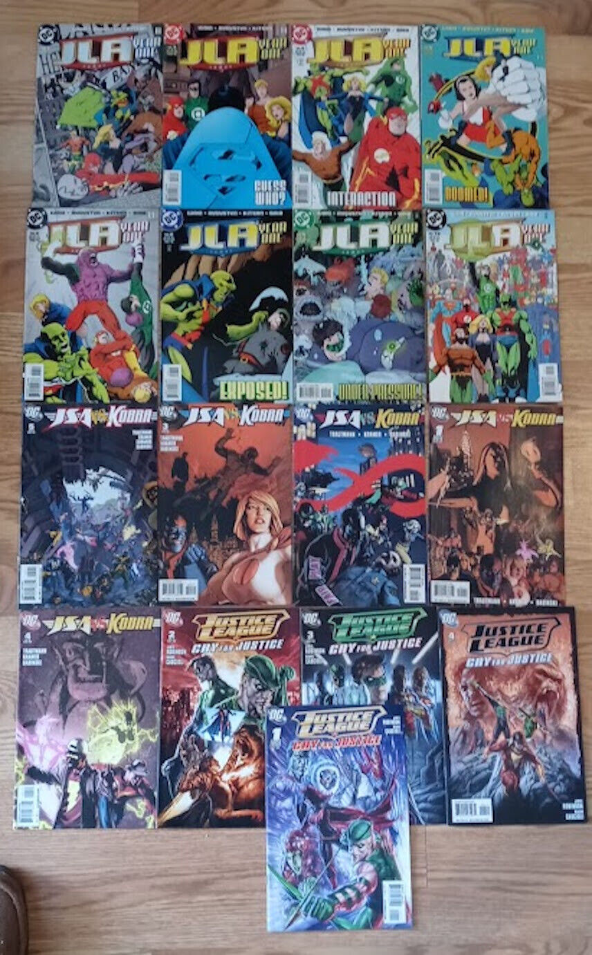 JLA Year One, JSA VS Kobra, Cry For Justice... set of 19 DC Comics