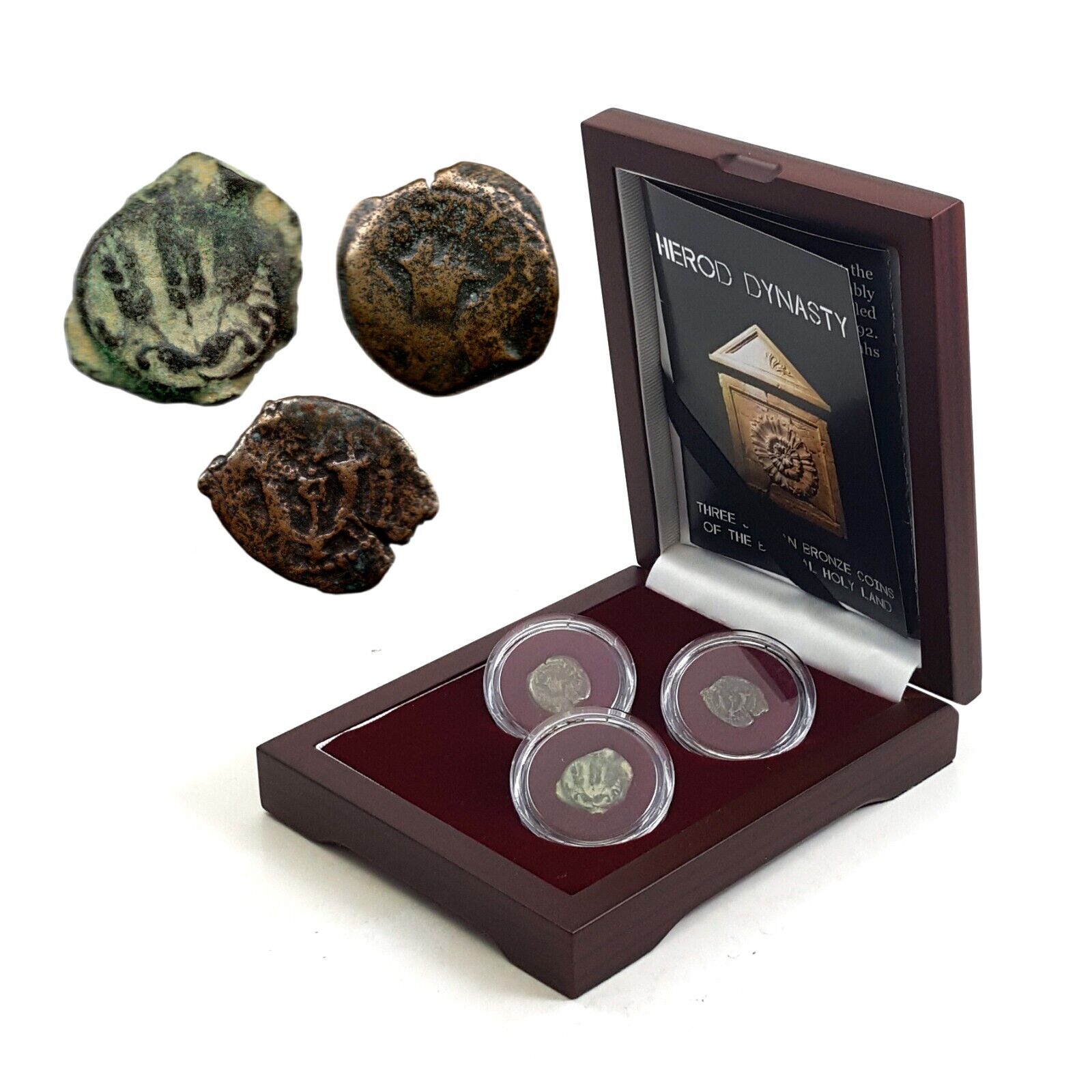 HEROD DYNASTY 3 Coin Box Set: Judaean Bronze Prutah Coins of Biblical Holy Land