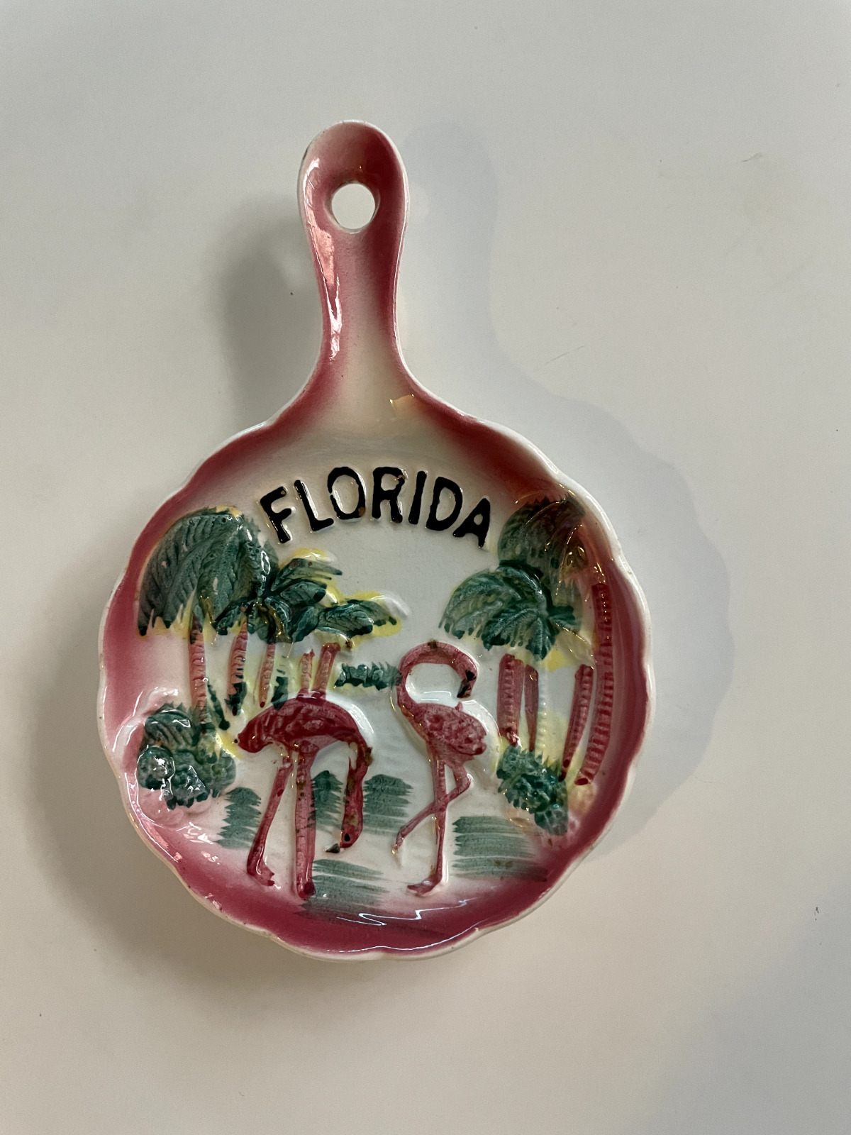 Vintage Souvenir Novelty Spoon Rest FLORIDA Flamingos