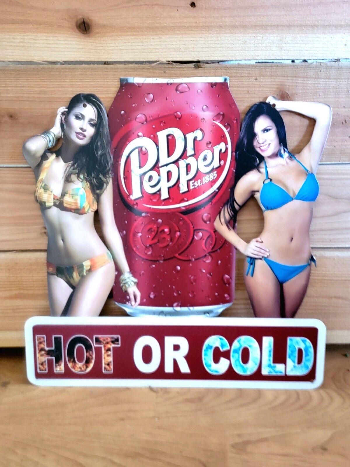 Rare DR. PEPPER Hot Or Cold  Metal Soda Sign, 16” x 16” Wall Decor Advertising 