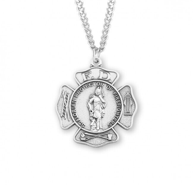 Firefighters Sterling Silver Necklace with St. Florian Medal