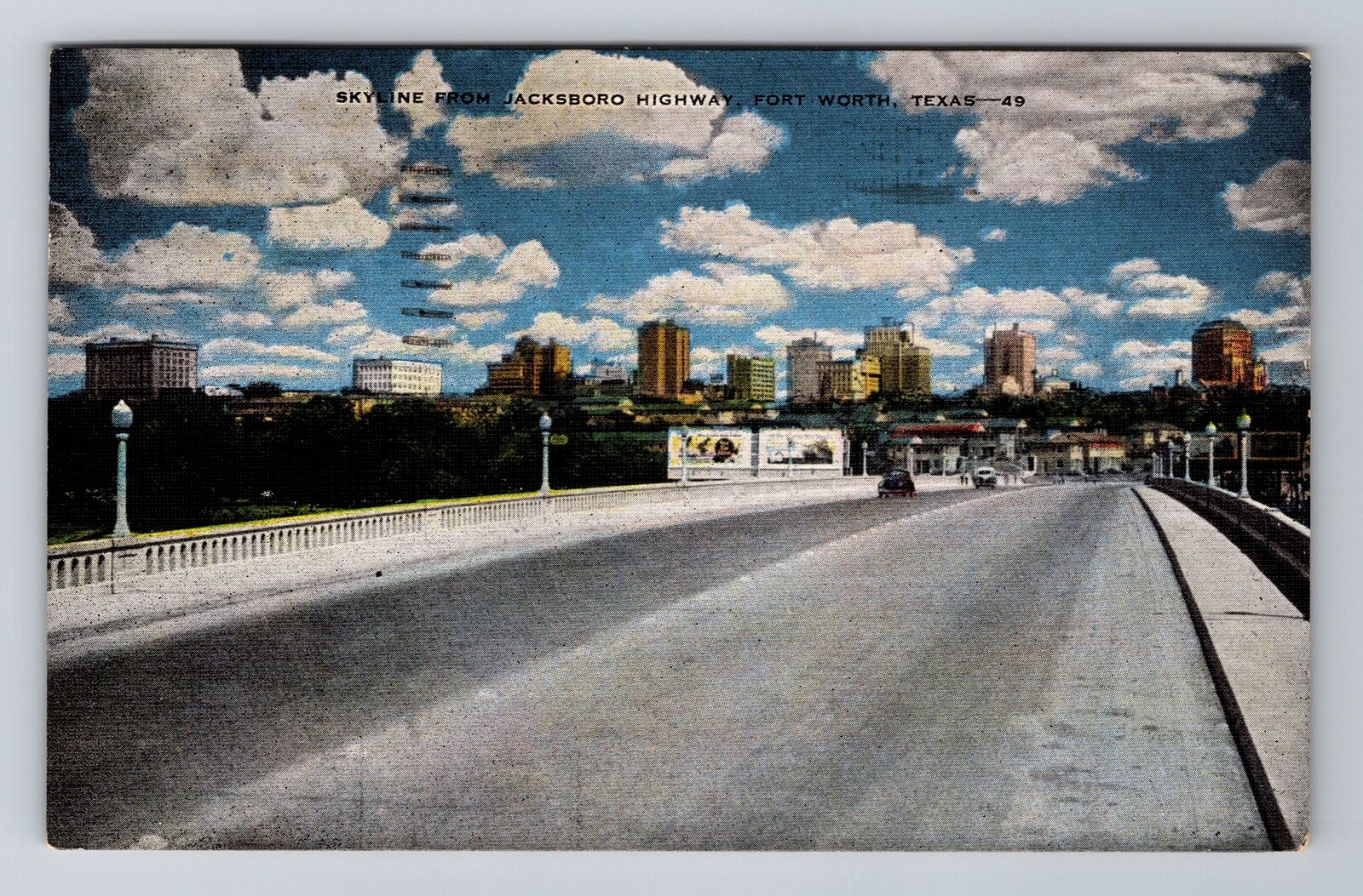 Fort Worth TX-Texas, Skyline From Jacksboro Highway, Vintage c1950 Postcard