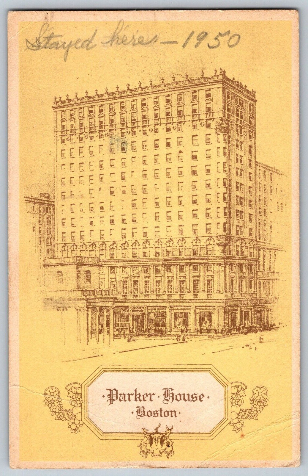 Boston, Massachusetts MA - Parker House Hotel - Vintage Postcard - Posted