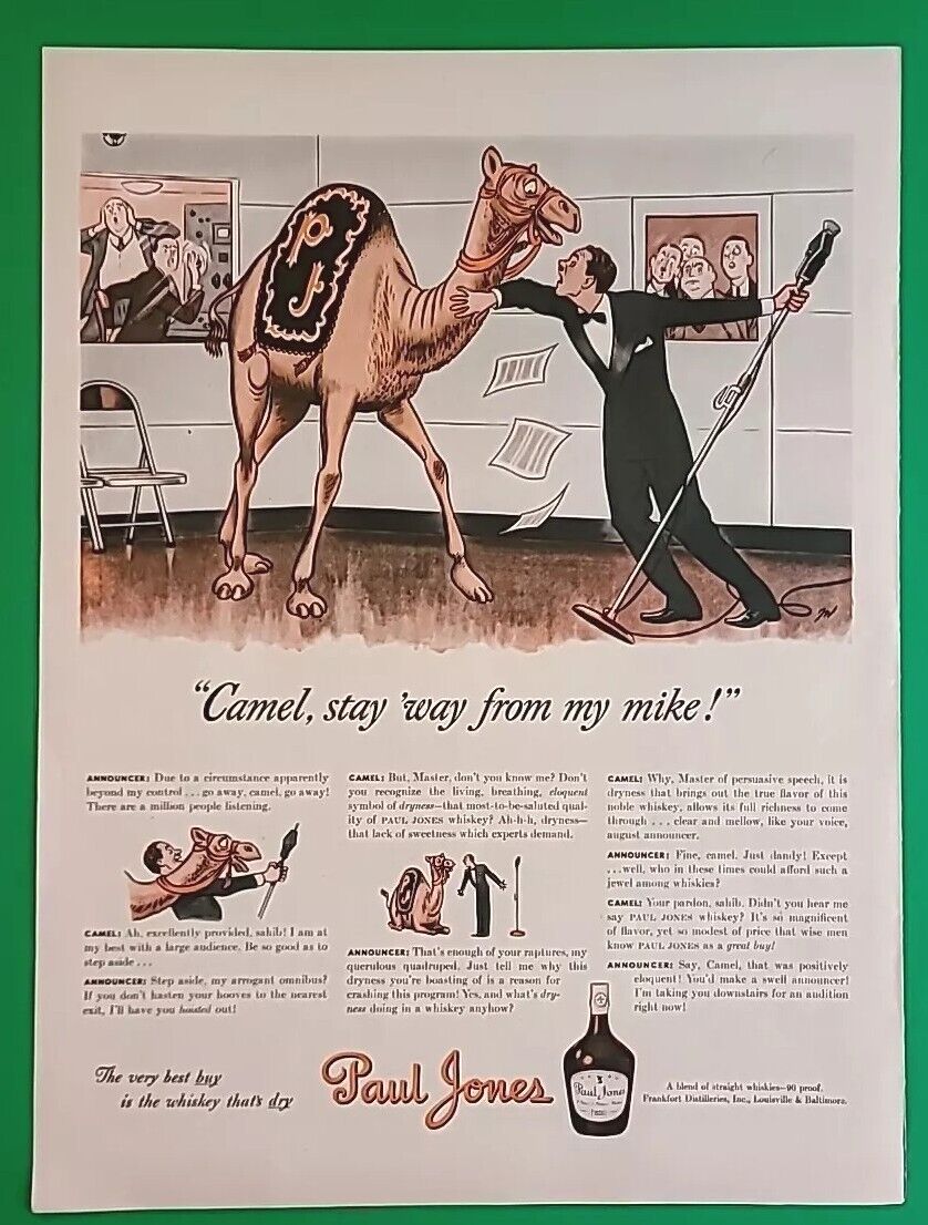 1942 Paul Jones Whiskey Vintage Magazine Print Ad Camel, stay \'way from my mike