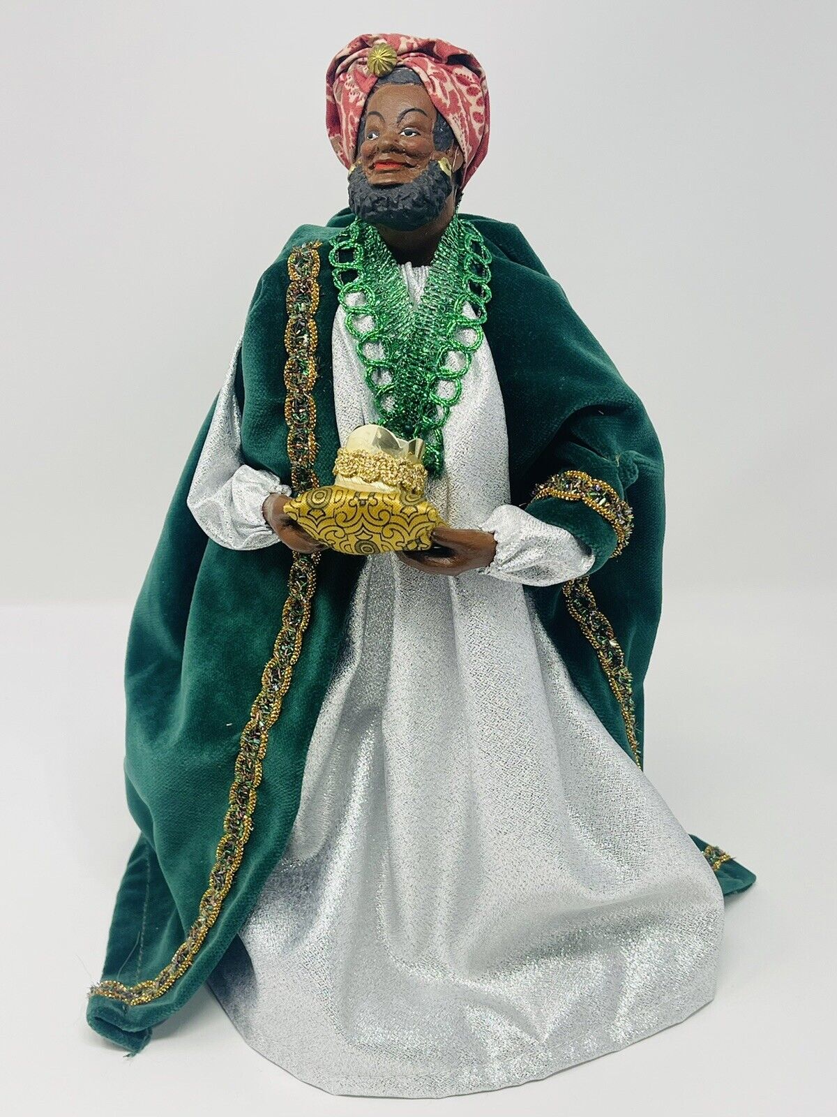 Vtg Santon Clay Figurine of Provence Signed S. Jouglas King Sherphed Wise Man