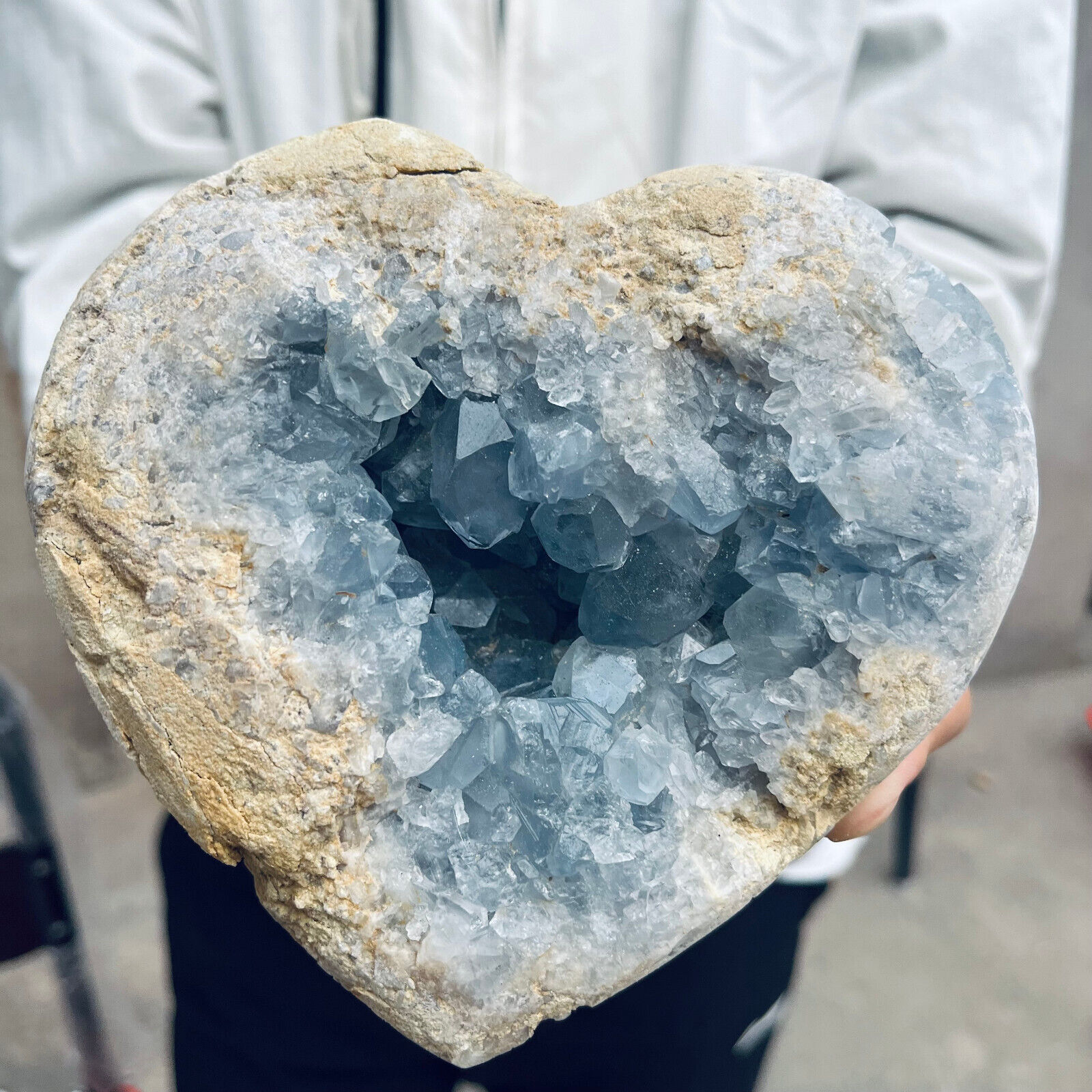 5.2lb Large Natural Blue Celestite Crystal Geode Quartz Cluster Mineral Specime
