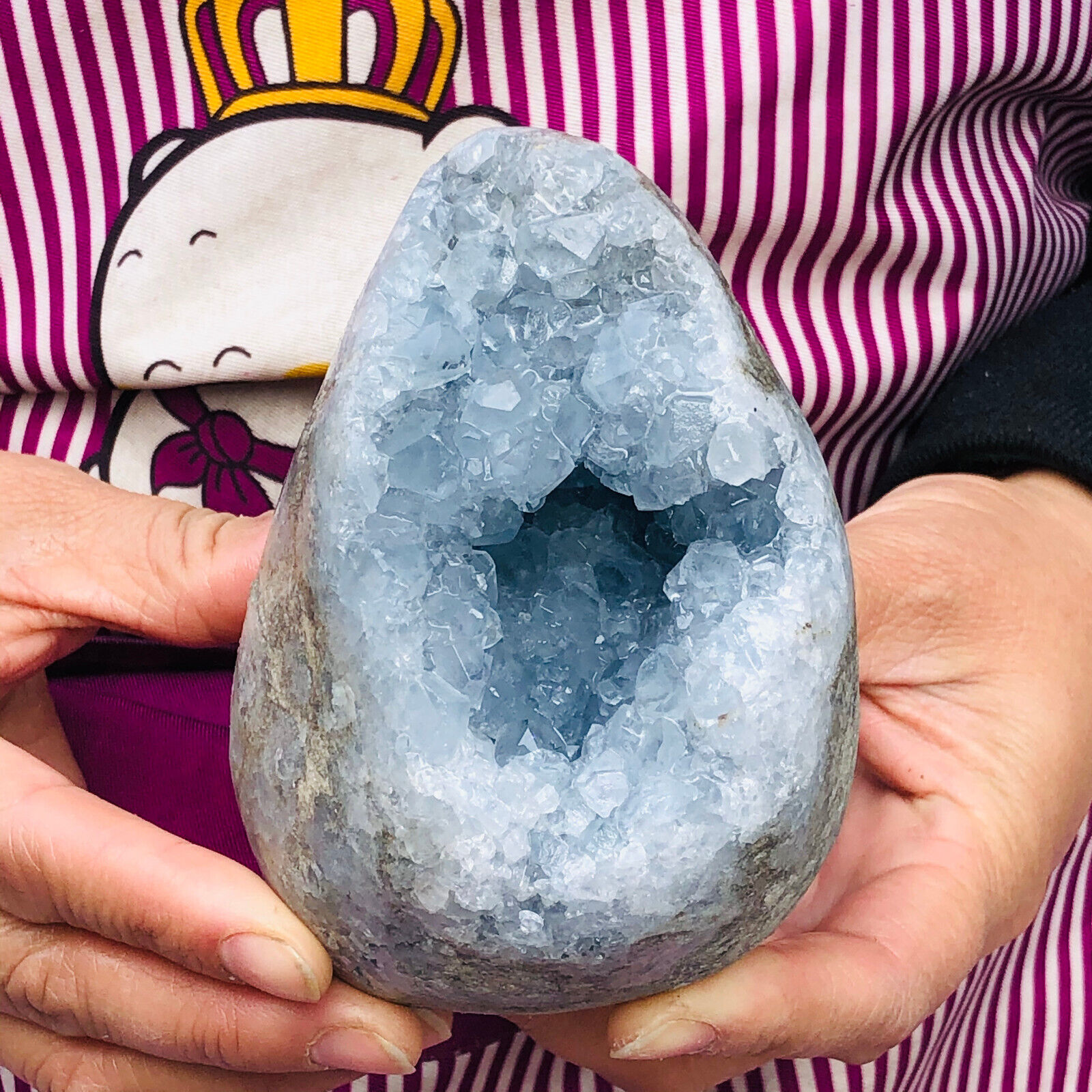 2.64LB Natural Blue Celestite Crystal Geode Cave Mineral Specimen Reiki Decor
