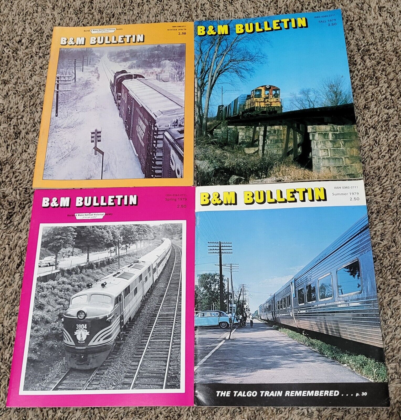 4 Issues Boston & Maine RR B&M BULLETIN Winter Spring Summer Fall 1979 VGC