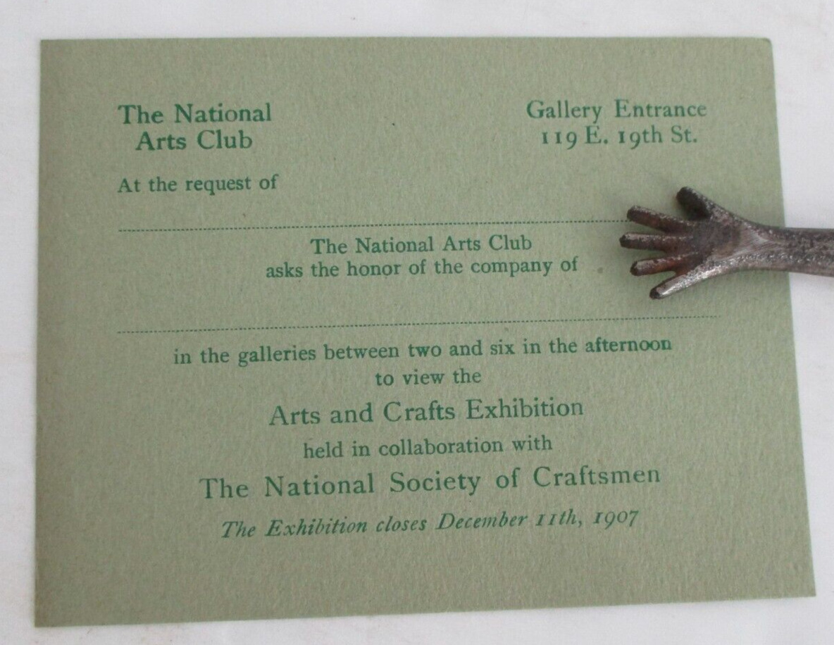 1907 NATIONAL ARTS CLUB Arts & Crafts Exhibition Invitation Card
