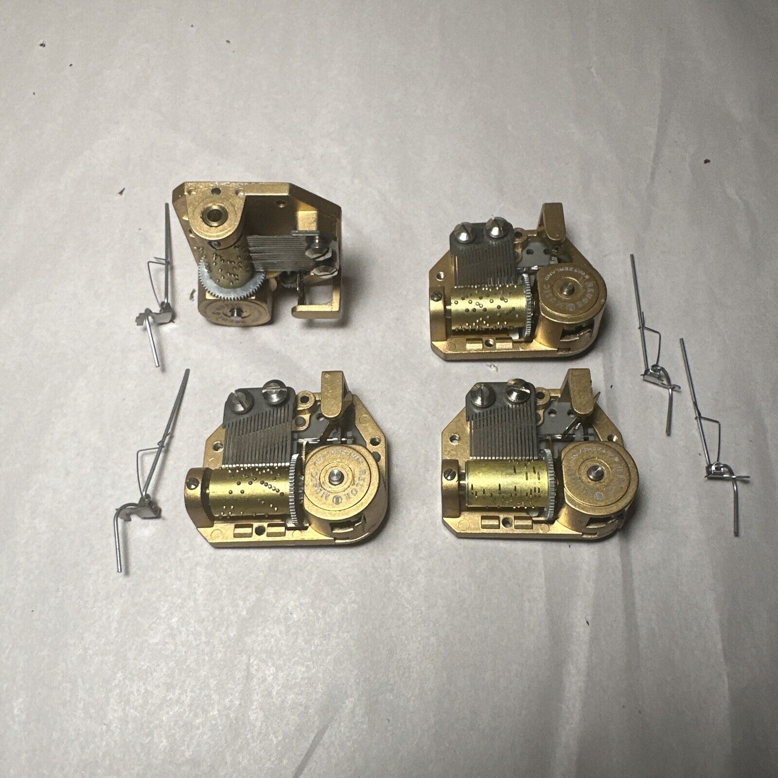 Lot of  (4) Reuge Music Box Movements & Stoppers \