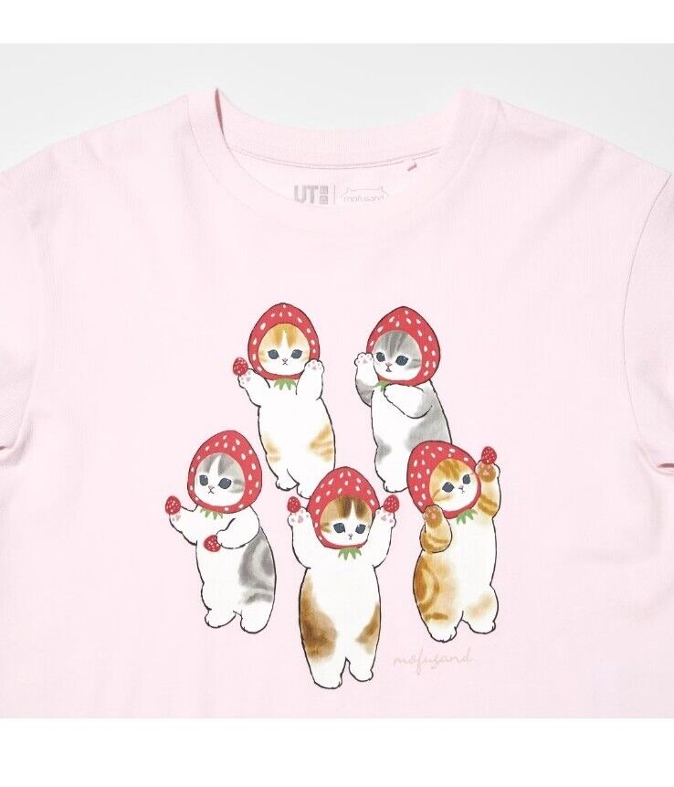 mofusand x sanrio T-shirts Kids Pink Japan Limited Uniqro UT 160cm