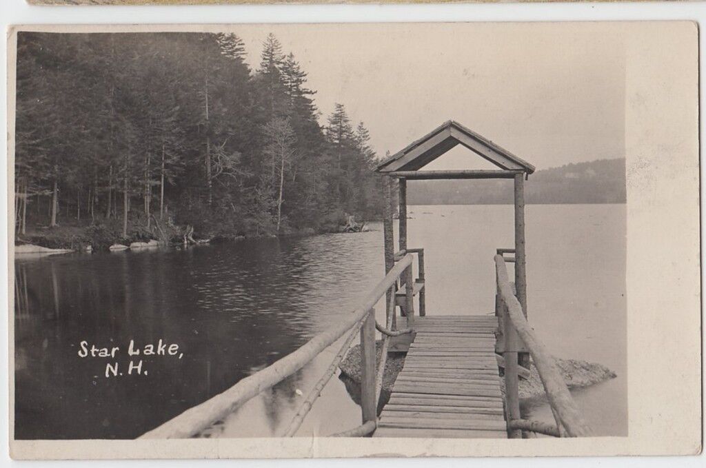 pre1918 STAR LAKE New Hampshire NH Real Photo RPPC Postcard Dock Trees