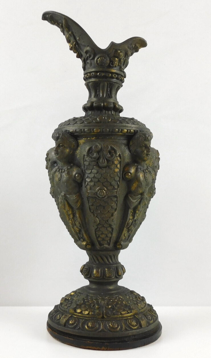 Antique Bronze Vase Neoclassical Ornate with Devil Image and Four Cherubs Rare