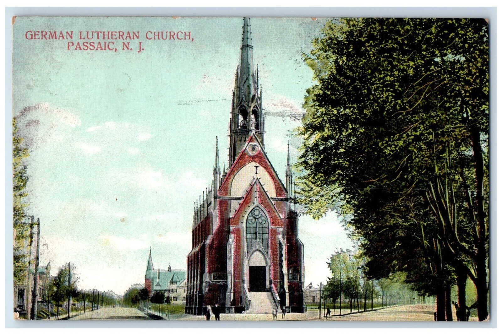 1908 German Lutheran Church Passaic New Jersey NJ Antique Postcard