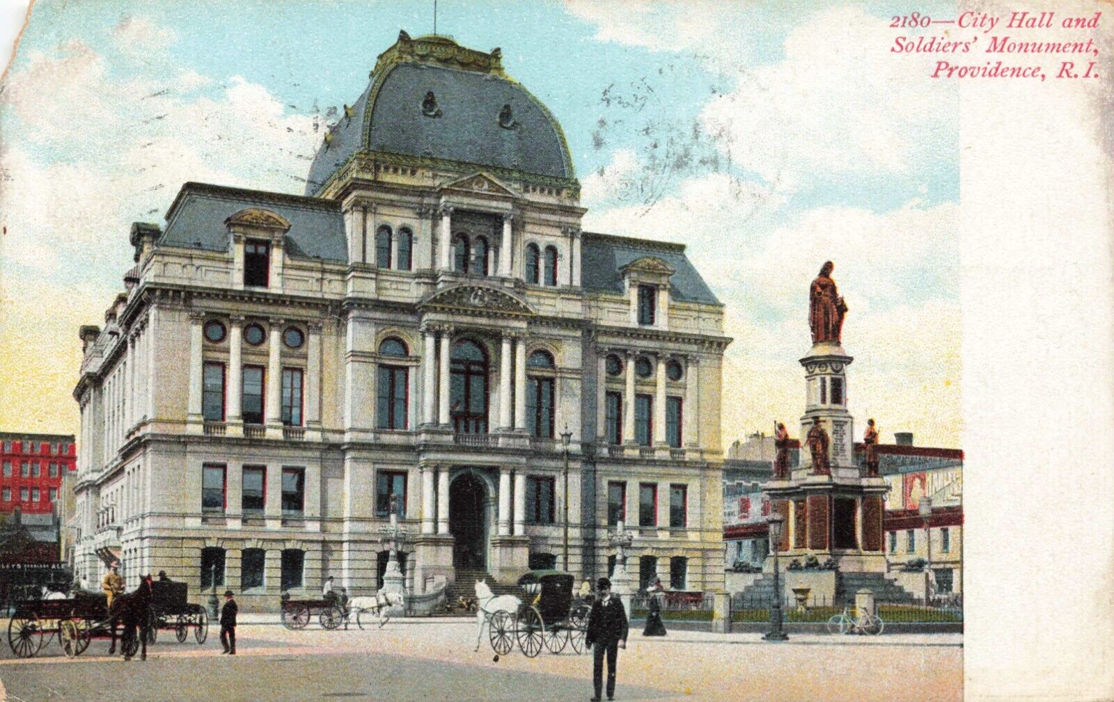 Postcard City Hall and Soldiers Monument Providence Rhode Island RI 1906