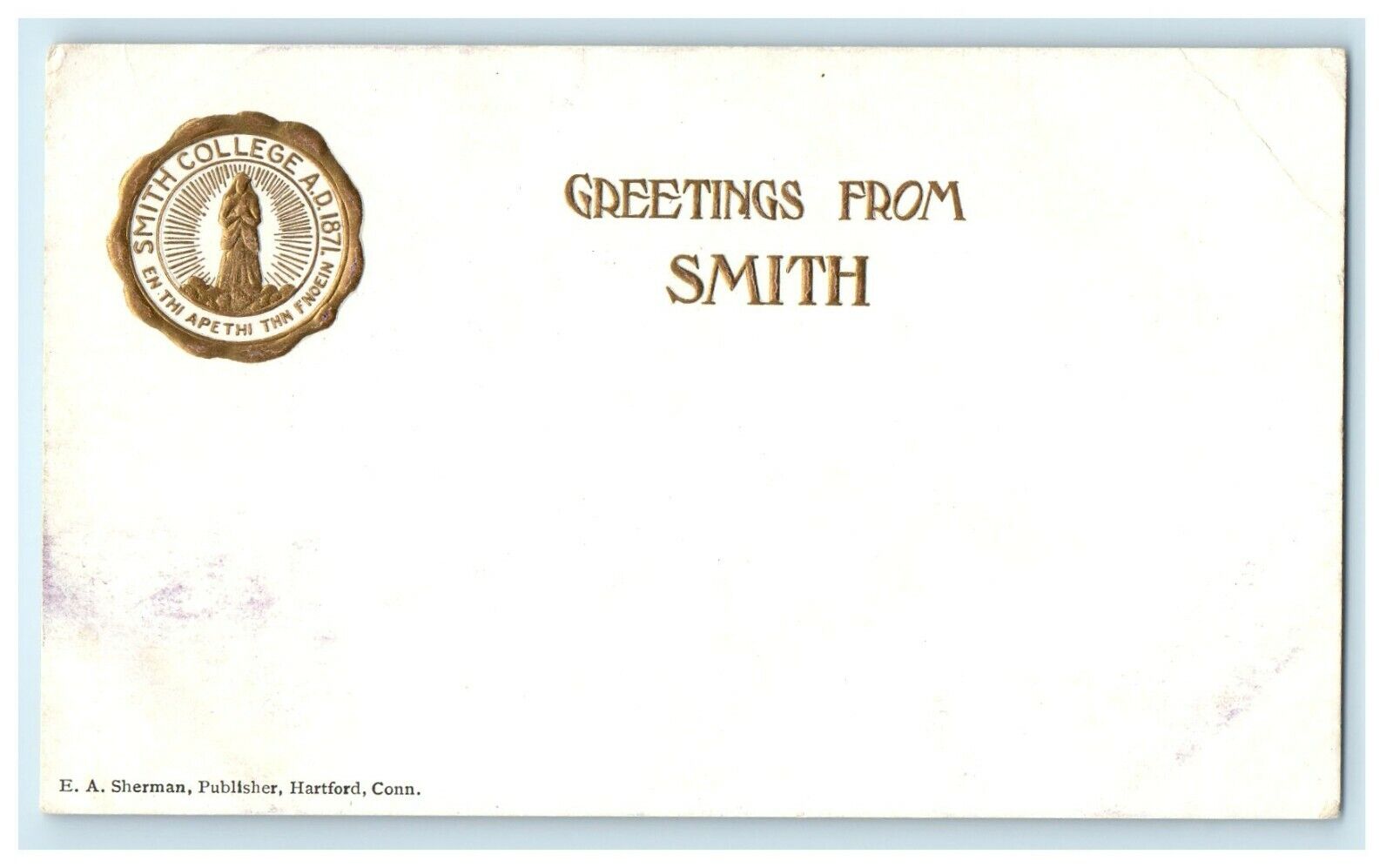 c1905 Greeting from Smith, Smith College, Northampton Massachusetts MA Postcard