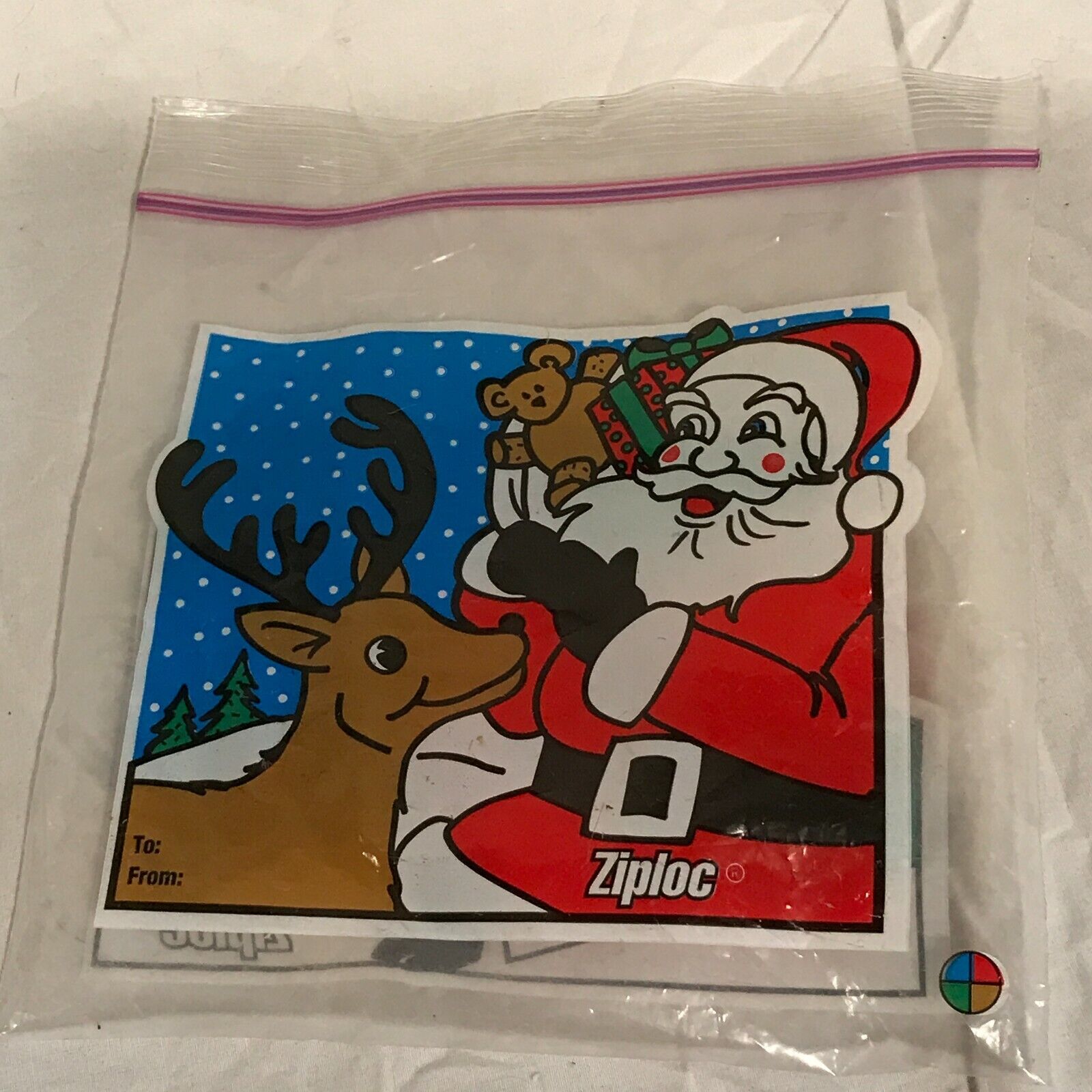 Old Vintage Ziplock Bag Double Sided Christmas Santa