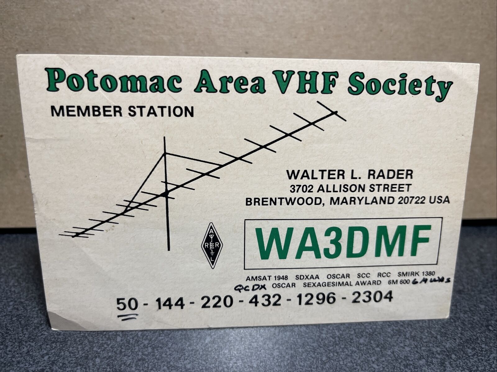 Vintage Ham Radio CB Amateur QSL QSO Card Postcard WA3DMF Brentwood Maryland
