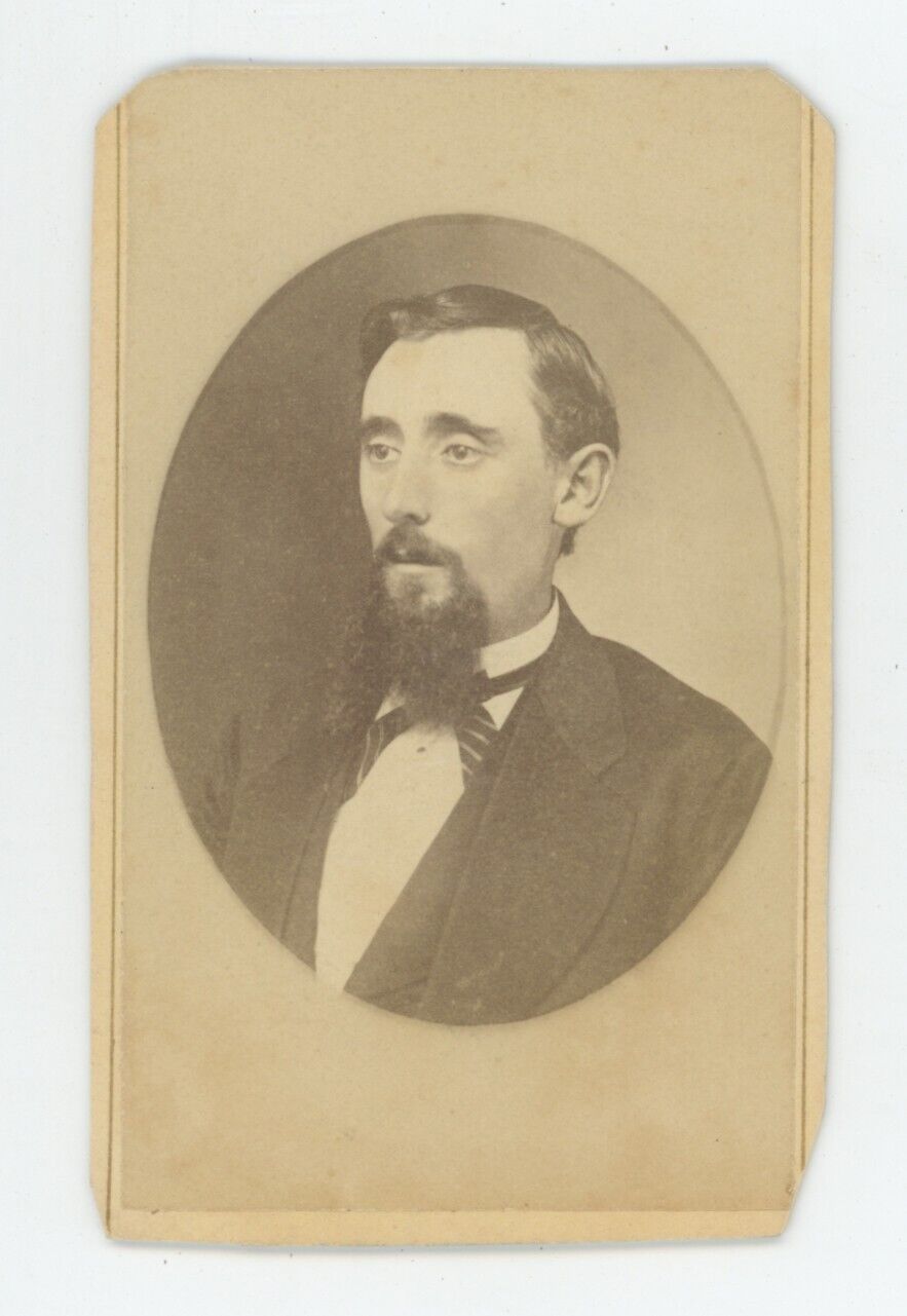 Antique CDV Circa 1870s Handsome Man With Goatee Beard in Suit New Castle, IN
