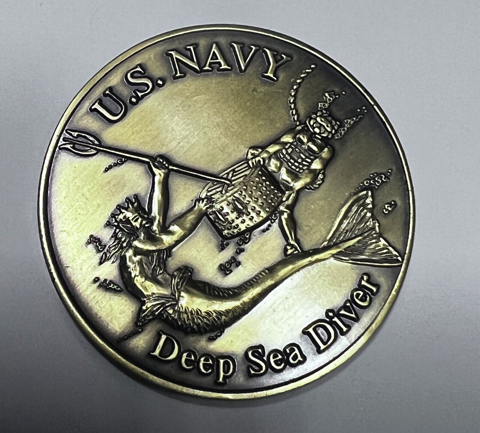 us navy deep sea diver research & recovery rare authentic challenge coin w/coa
