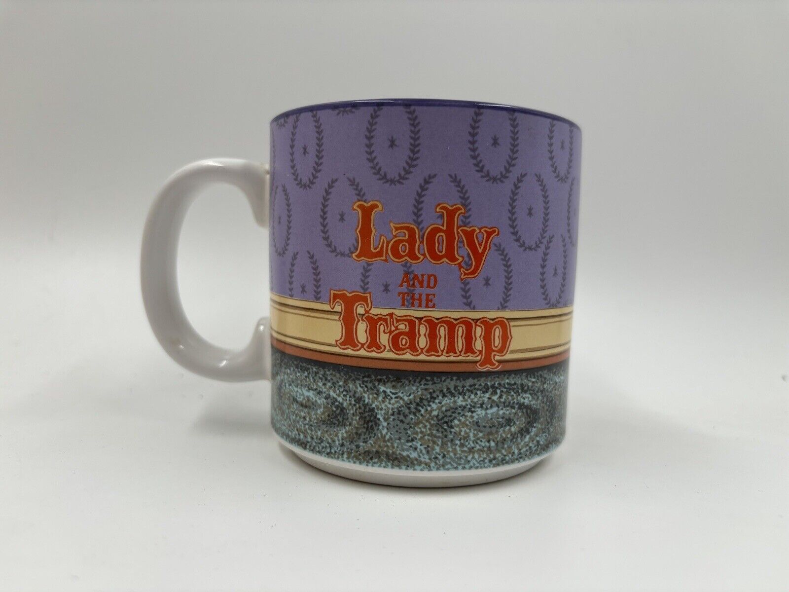 Vintage Disney Lady and the Tramp Coffee Mug All Characters Purple Japan