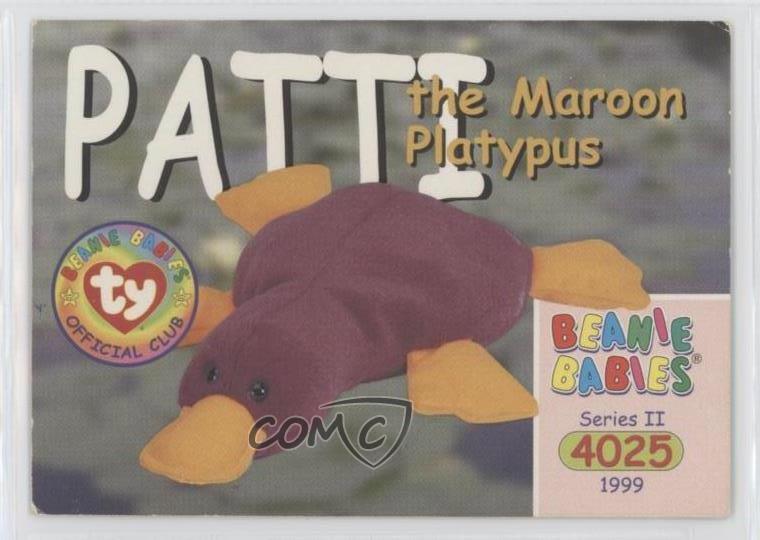 1999 Ty Beanie Babies Series 2 Patti the Maroon Platypus #205 01dr