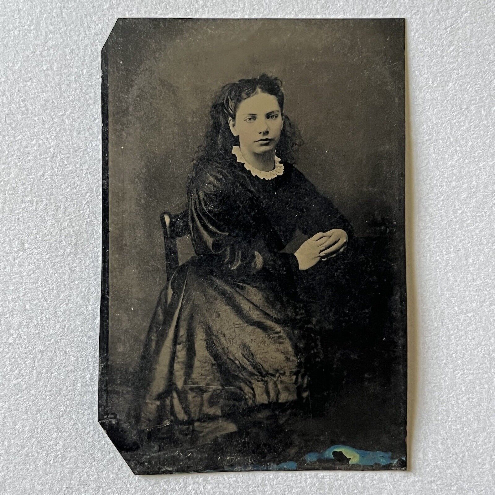 Antique Tintype Photograph Beautiful Charming Young Woman Teen Girl