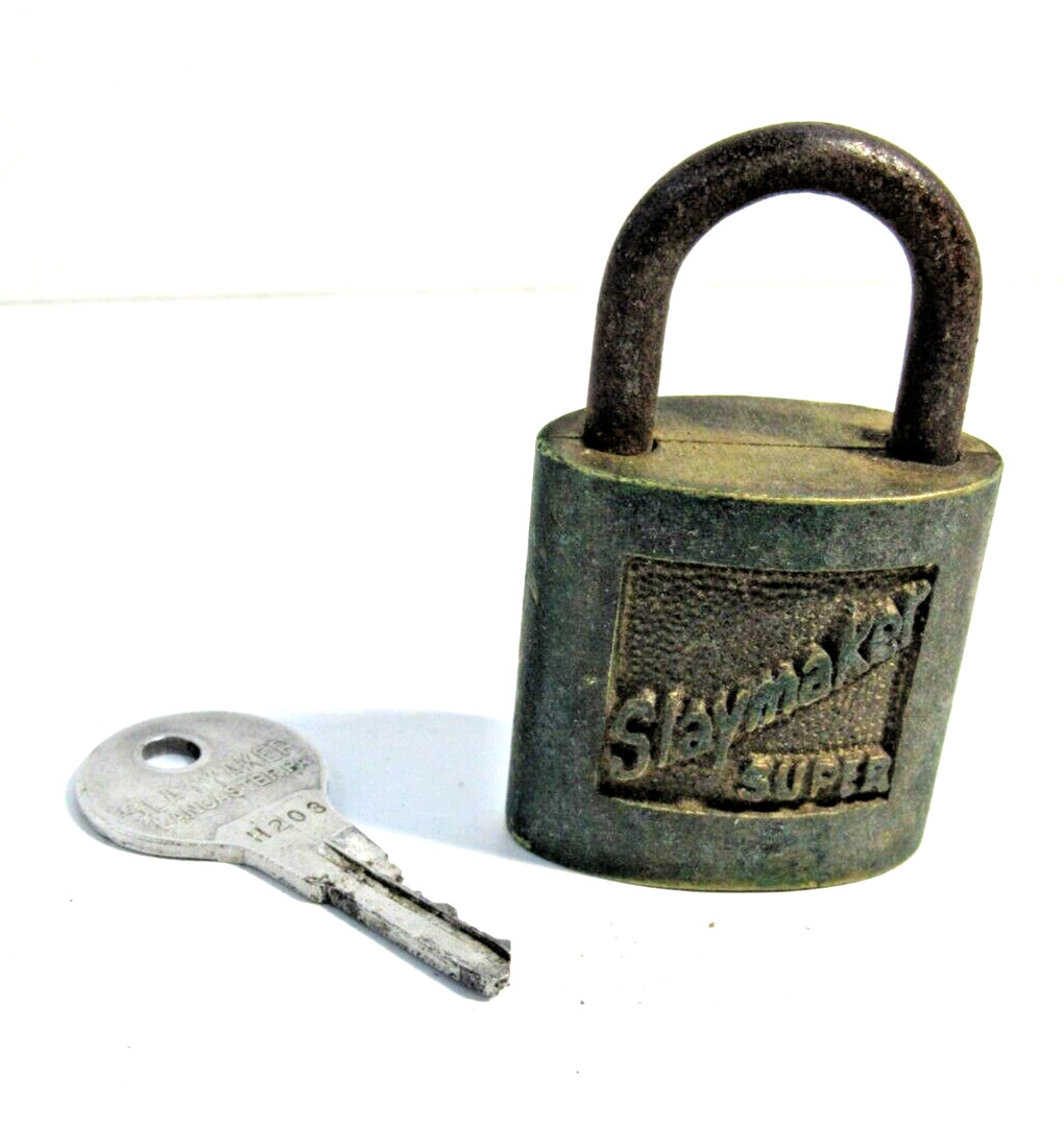 Vintage  Slaymaker  Super Padlock Lock With Original Key USA #Q 