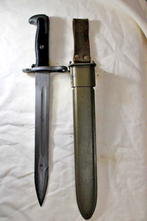 Vintage WW2 US Military Italian Issue M1 Garand Bayonet Knife with Scabbard G16